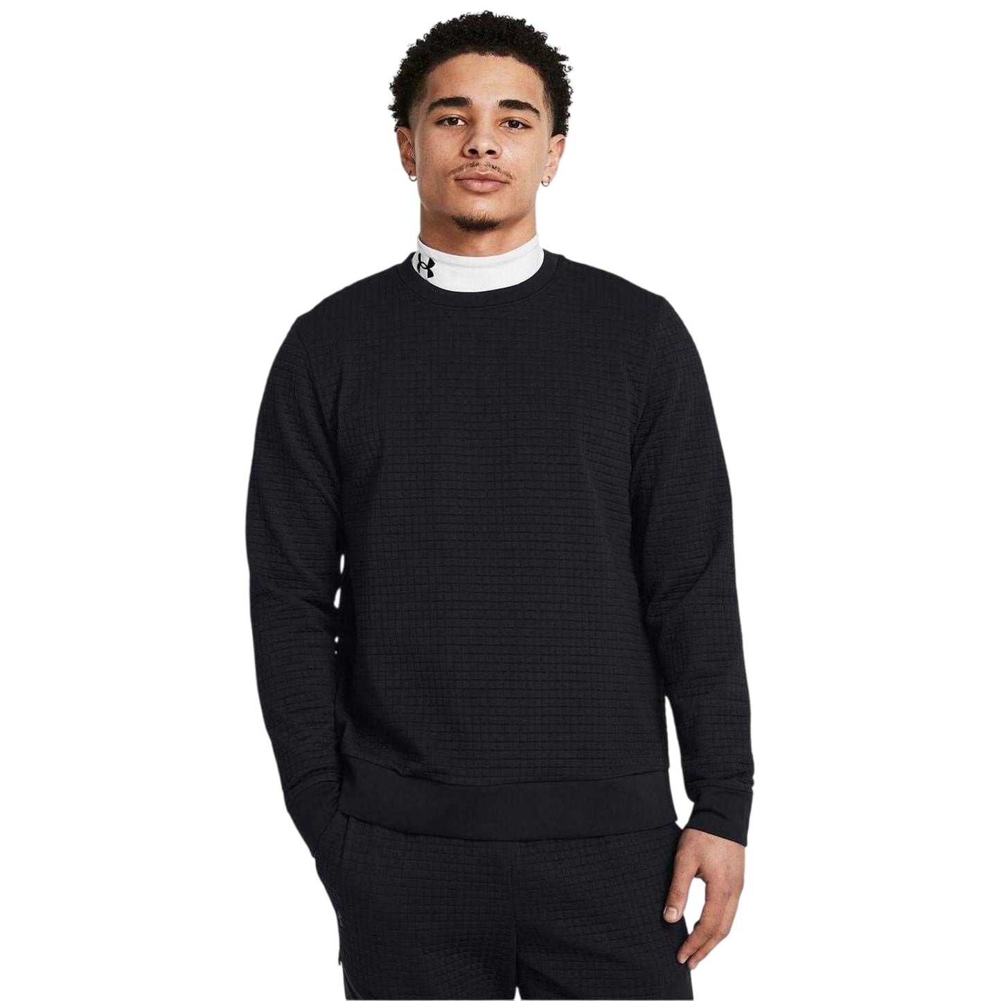 Black - Side - Under Armour Mens Square Sweater Top