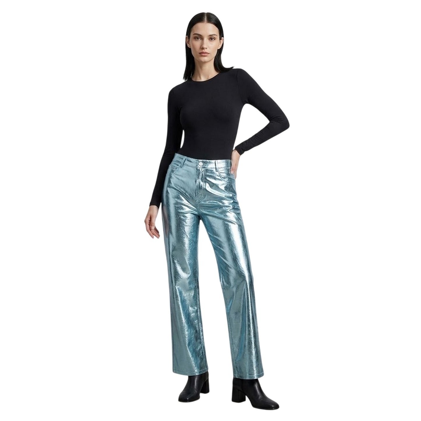 Blue Metallic - Back - AmyLynn Womens-Ladies Lupe Metallic Trousers