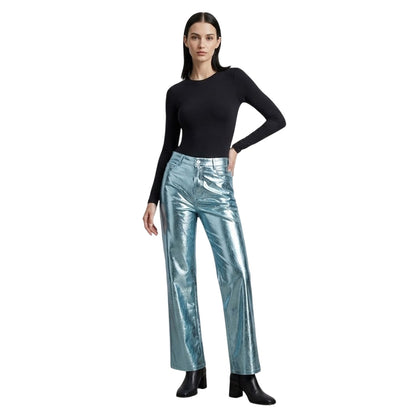 Blue Metallic - Back - AmyLynn Womens-Ladies Lupe Metallic Trousers