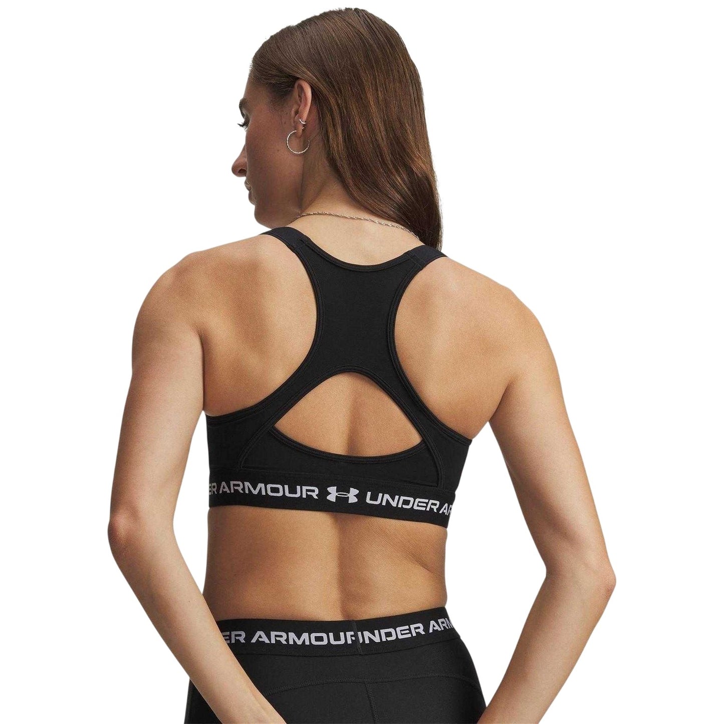 Black-White - Back - Under Armour Womens-Ladies HeatGear Medium Impact Sports Bra