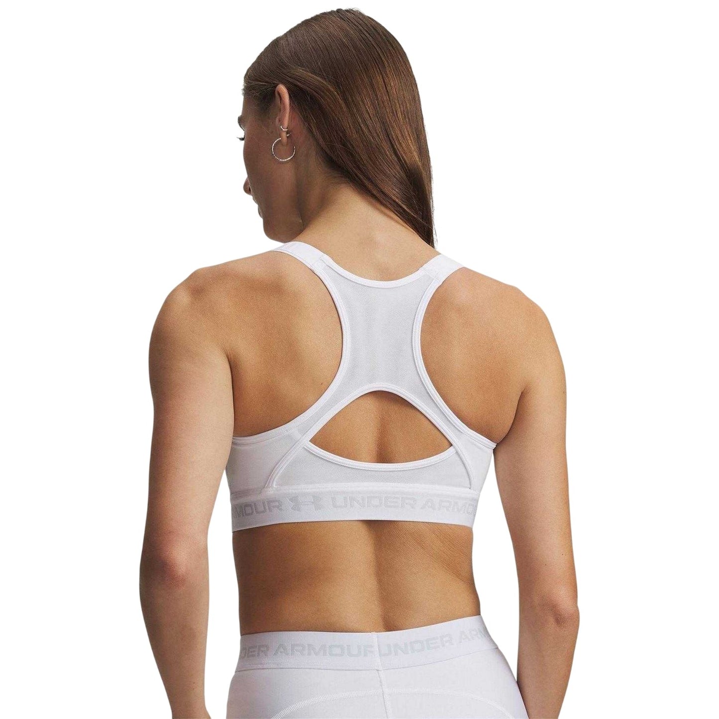 White-Halo Grey - Back - Under Armour Womens-Ladies HeatGear Medium Impact Sports Bra