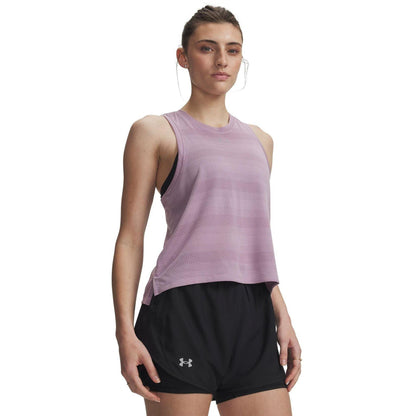 Mauve Pink - Front - Under Armour Womens-Ladies Velociti Fitted Sleeveless Vest Top