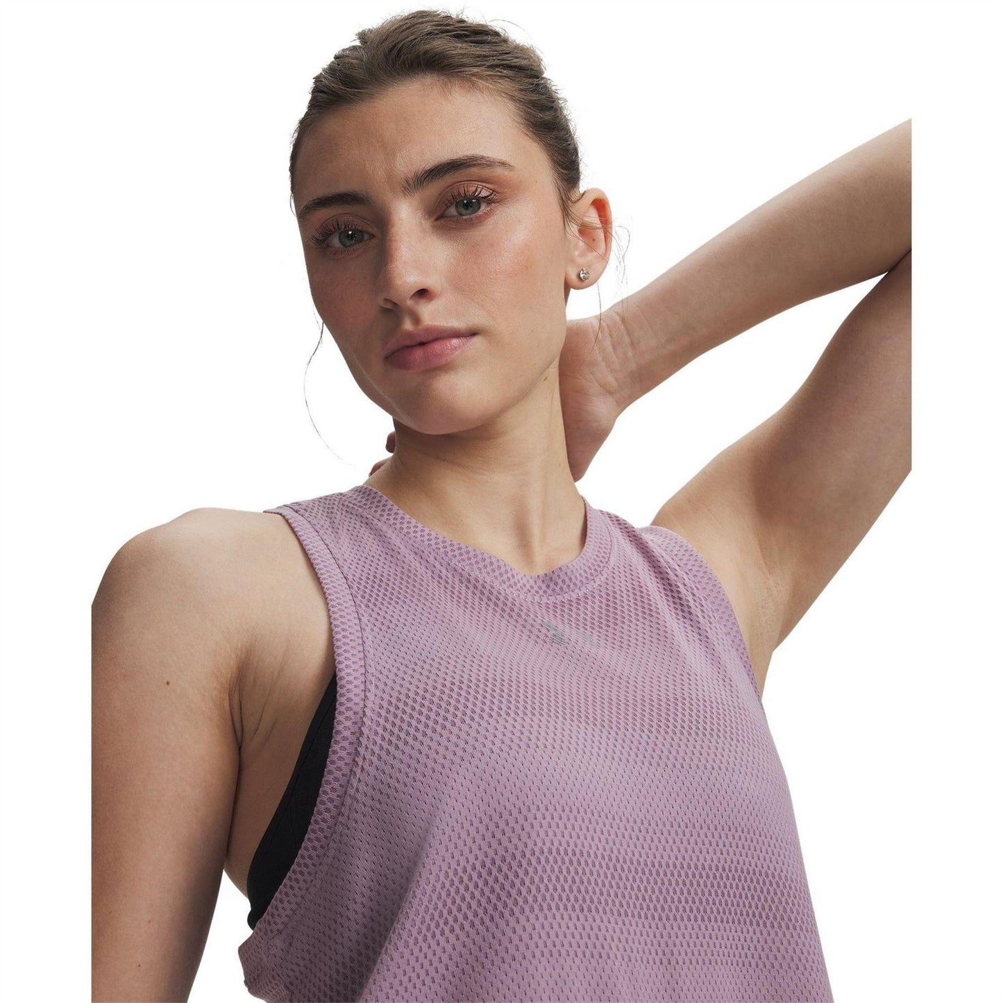 Mauve Pink - Side - Under Armour Womens-Ladies Velociti Fitted Sleeveless Vest Top
