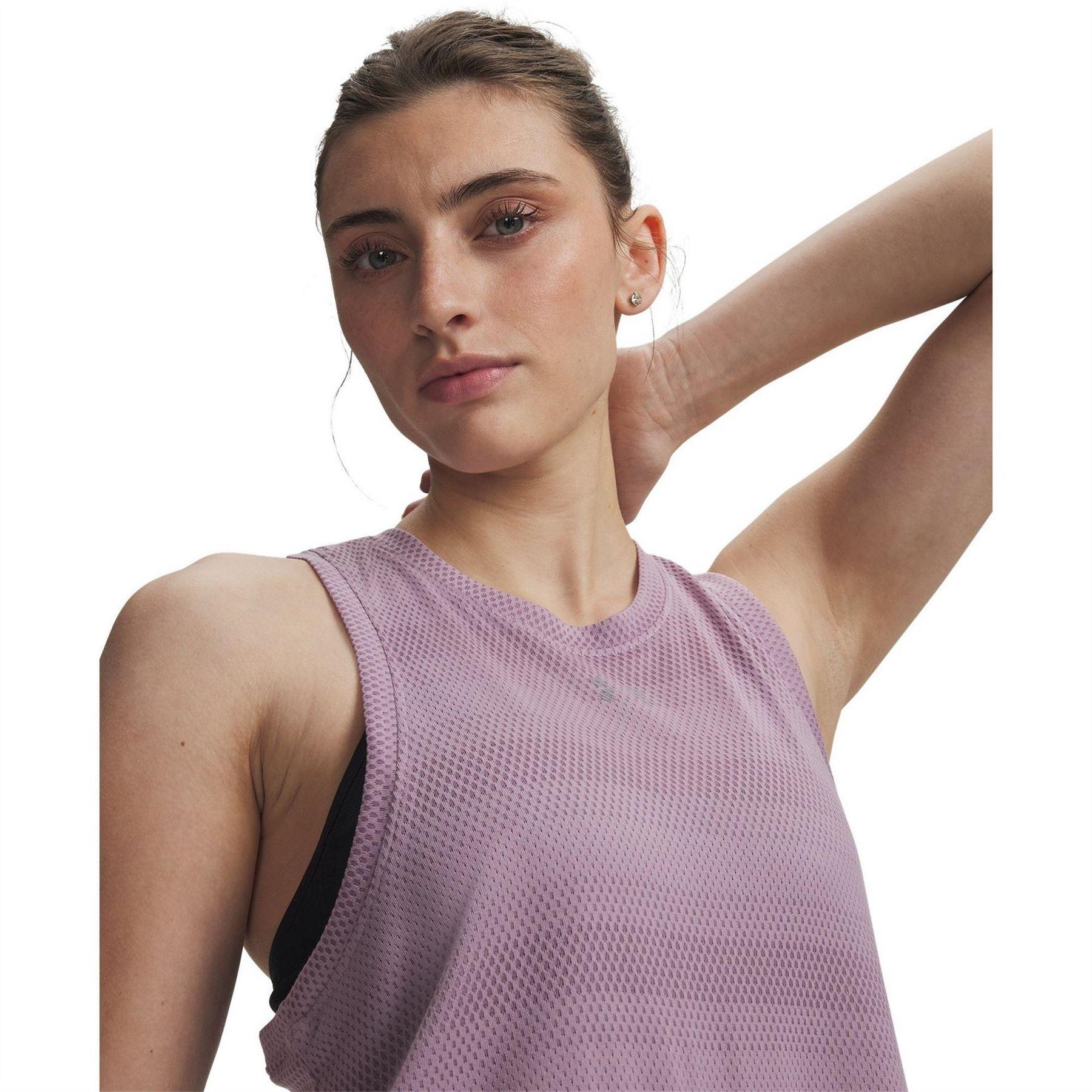 Mauve Pink - Side - Under Armour Womens-Ladies Velociti Fitted Sleeveless Vest Top