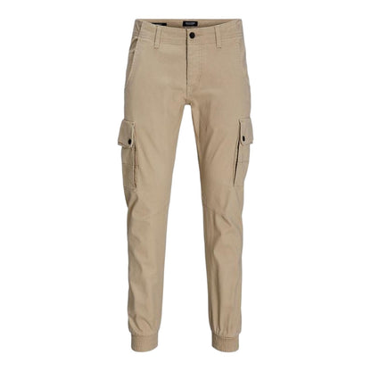 White Pepper - Front - Jack And Jones Mens Cuffed Cargo Trousers