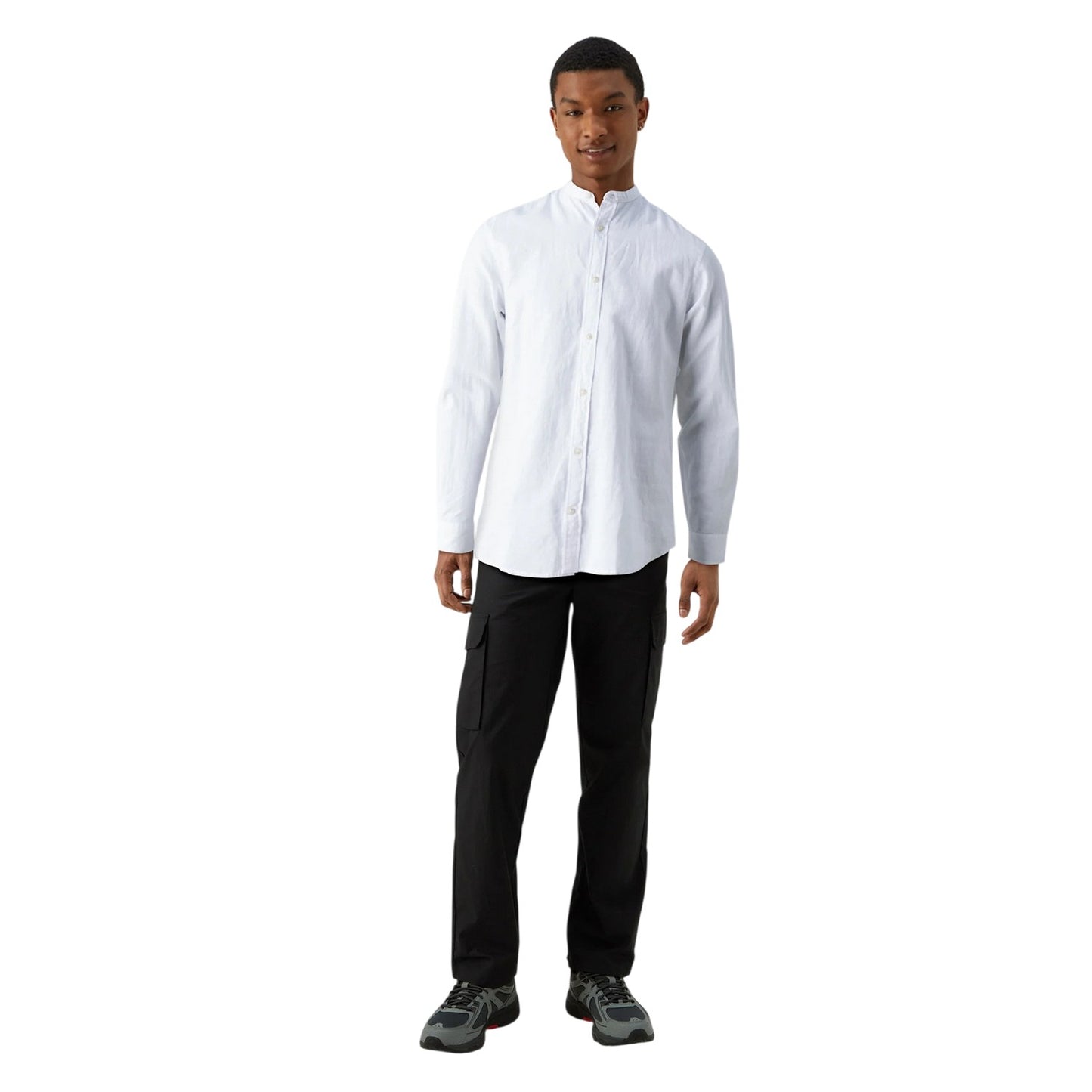 White - Side - Jack And Jones Mens Regular Long-Sleeved Shirt