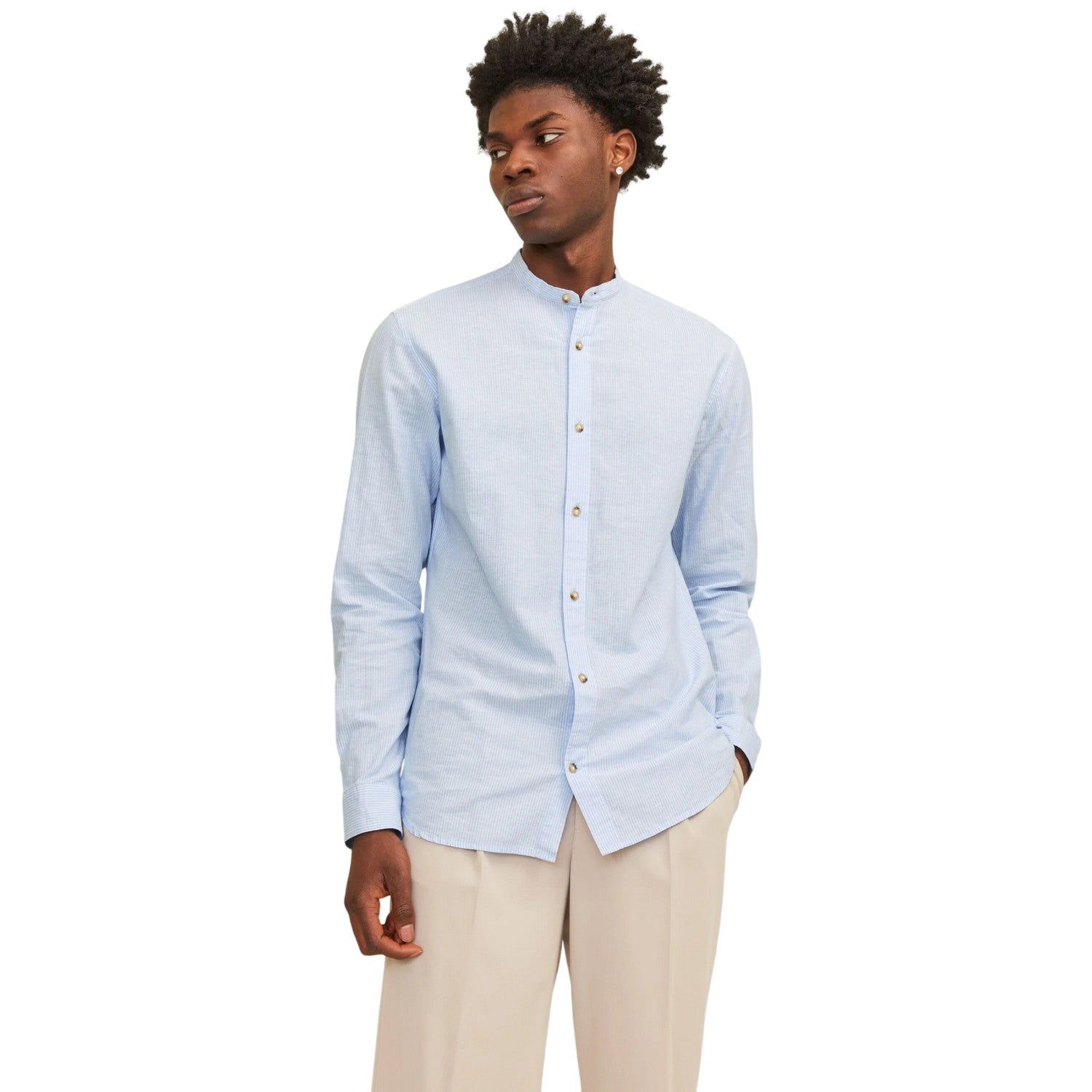 Sea Blue - Side - Jack And Jones Mens Regular Long-Sleeved Shirt