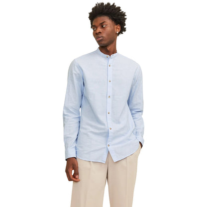 Sea Blue - Side - Jack And Jones Mens Regular Long-Sleeved Shirt