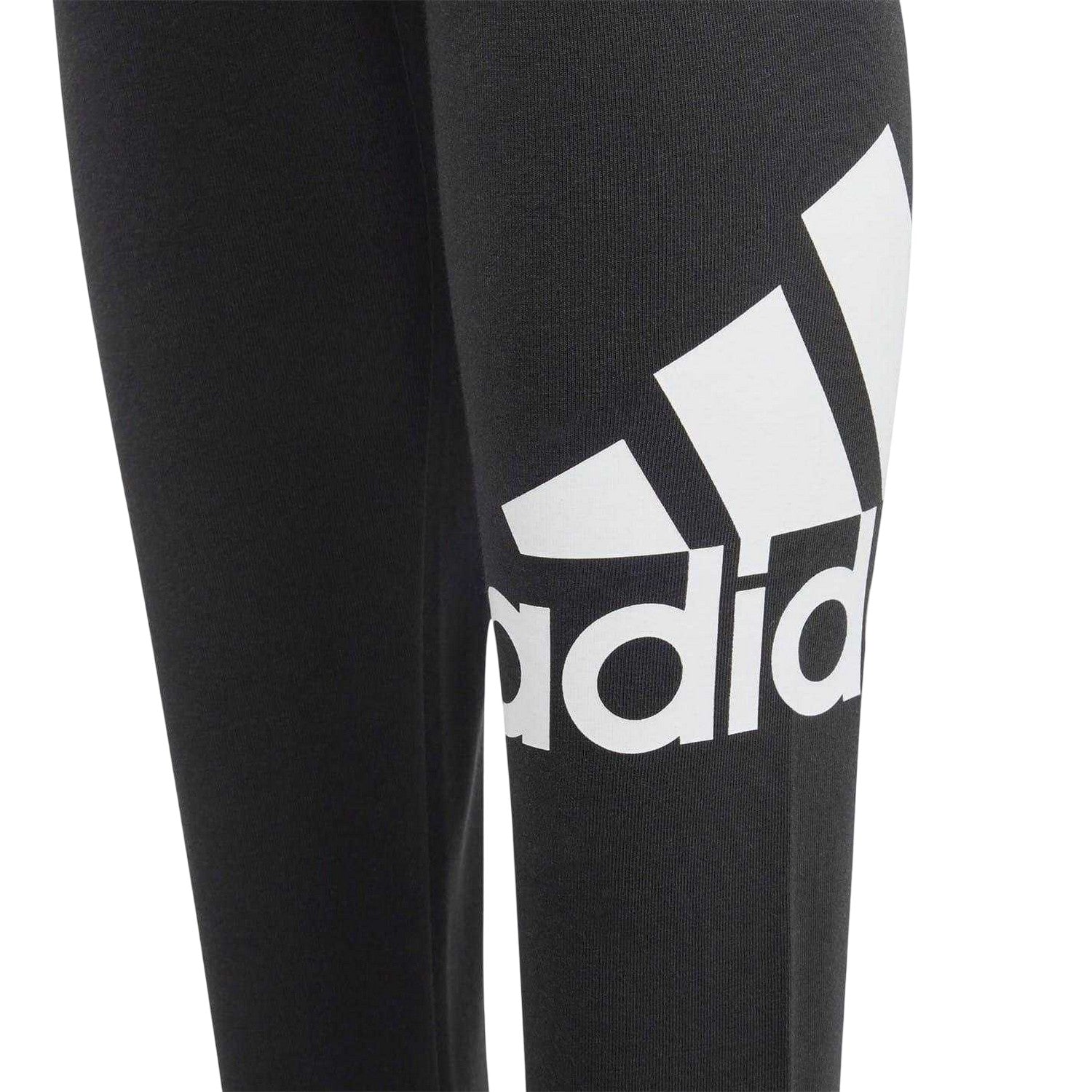 Black-White - Side - Adidas Childrens-Kids Essentials Big Logo Leggings
