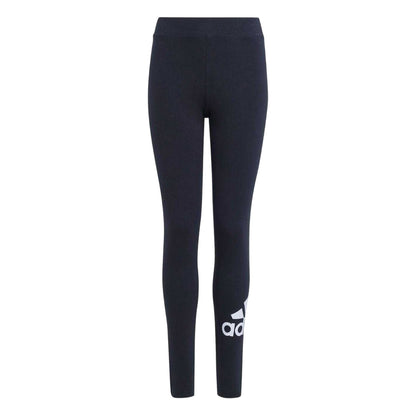 Black-White - Front - Adidas Childrens-Kids Essentials Big Logo Leggings