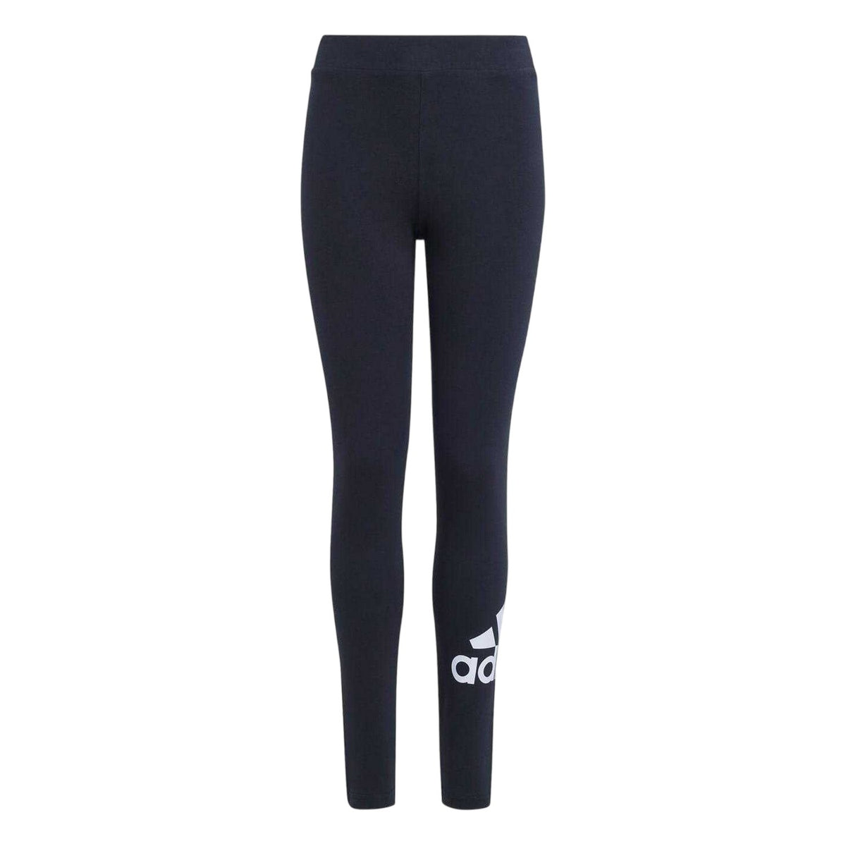 Black-White - Front - Adidas Childrens-Kids Essentials Big Logo Leggings