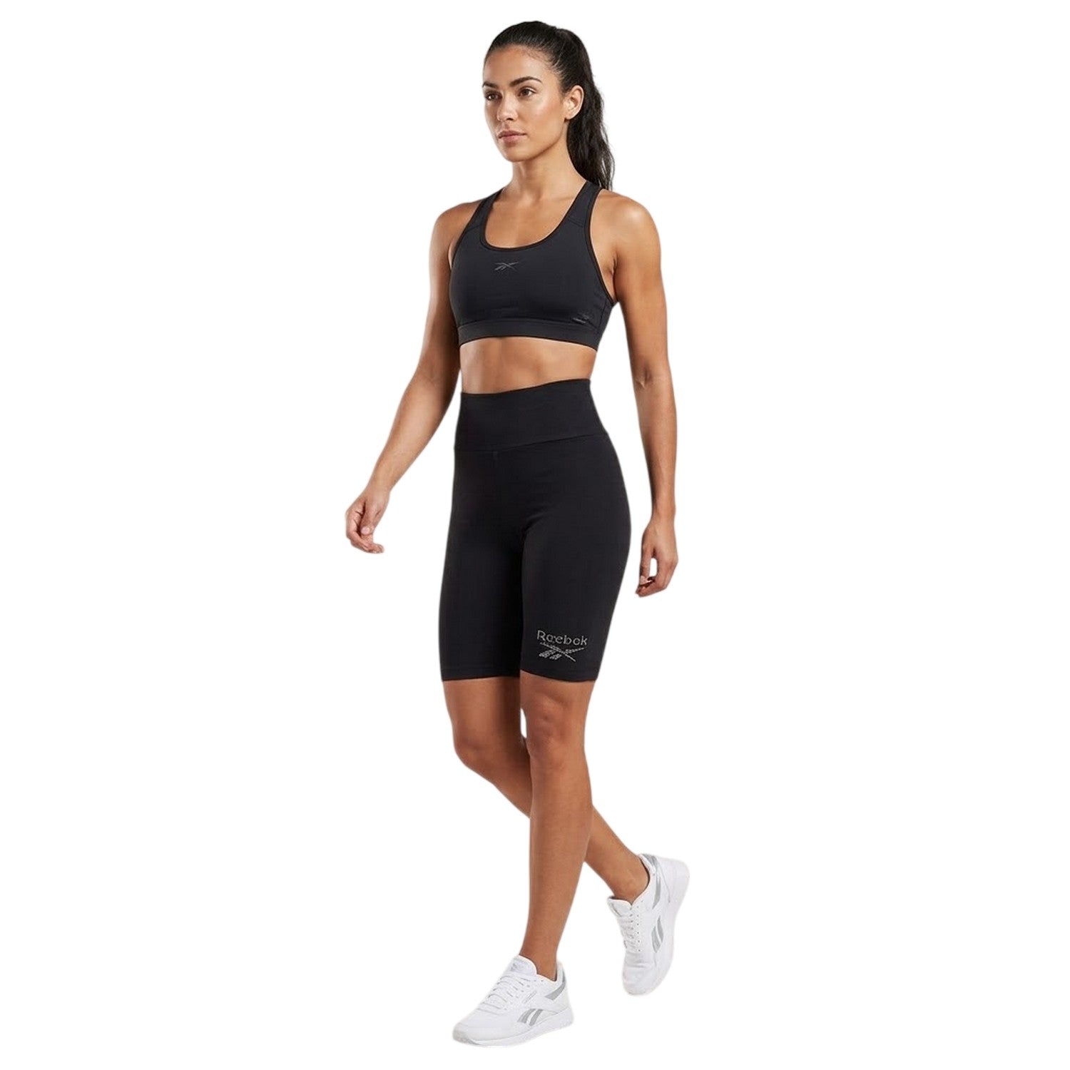 Black - Side - Reebok Womens-Ladies Sparkle Slim Leggings