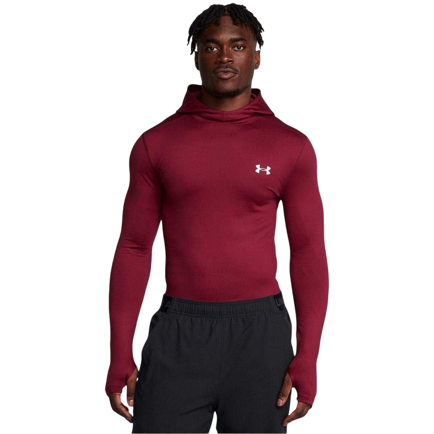 Red - Side - Under Armour Mens Long-Sleeved Hoodie