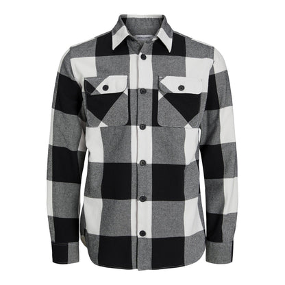 White - Front - Jack And Jones Mens Buffalo Check Flannel Long-Sleeved Overshirt