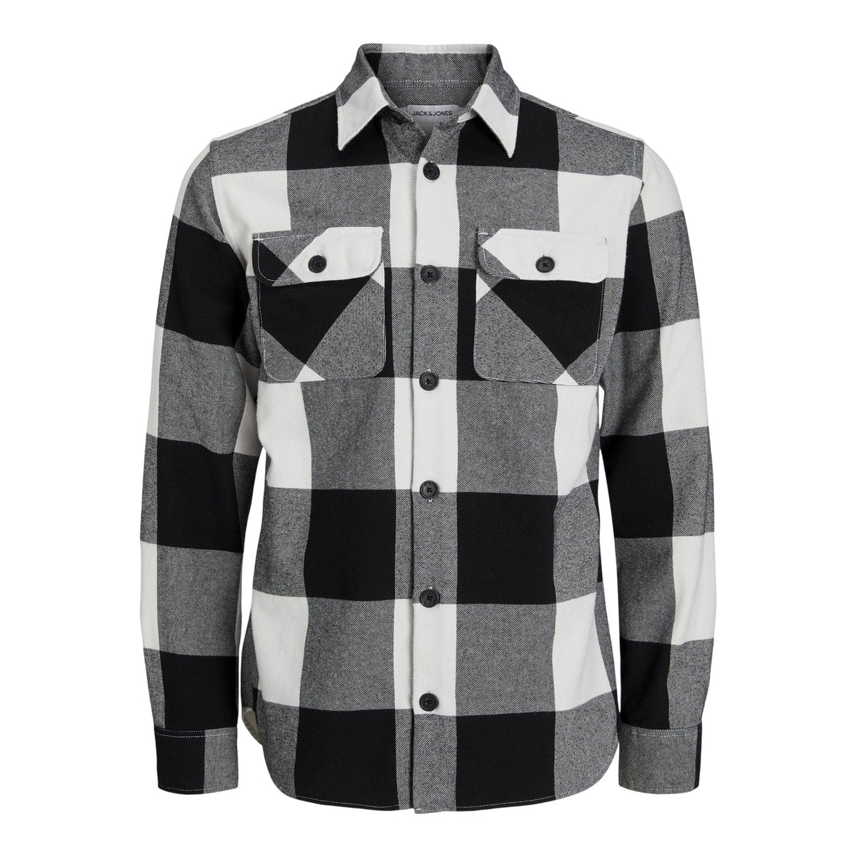 White - Front - Jack And Jones Mens Buffalo Check Flannel Long-Sleeved Overshirt