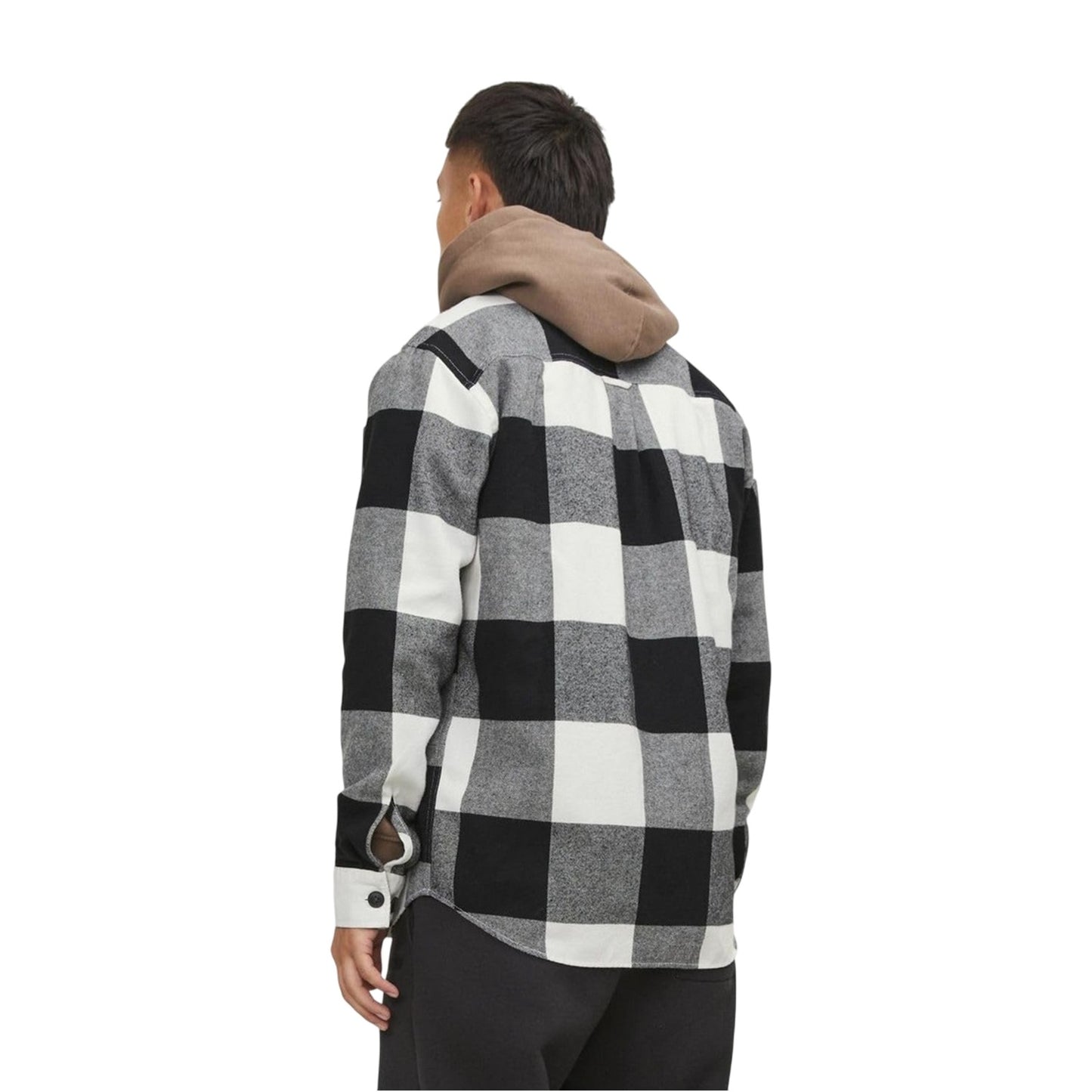 White - Back - Jack And Jones Mens Buffalo Check Flannel Long-Sleeved Overshirt