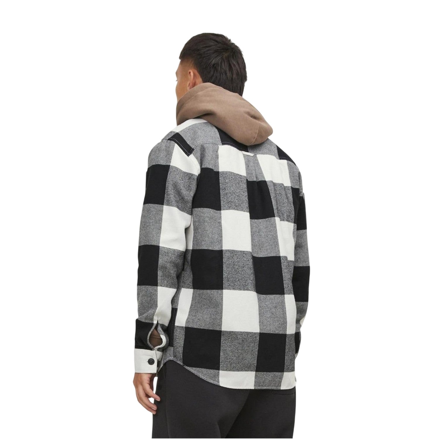 White - Back - Jack And Jones Mens Buffalo Check Flannel Long-Sleeved Overshirt