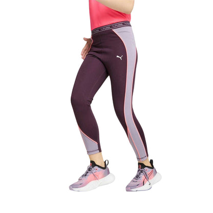 Plum Purple - Side - Puma Childrens-Kids Two Tone Sport 7-8 Leggings