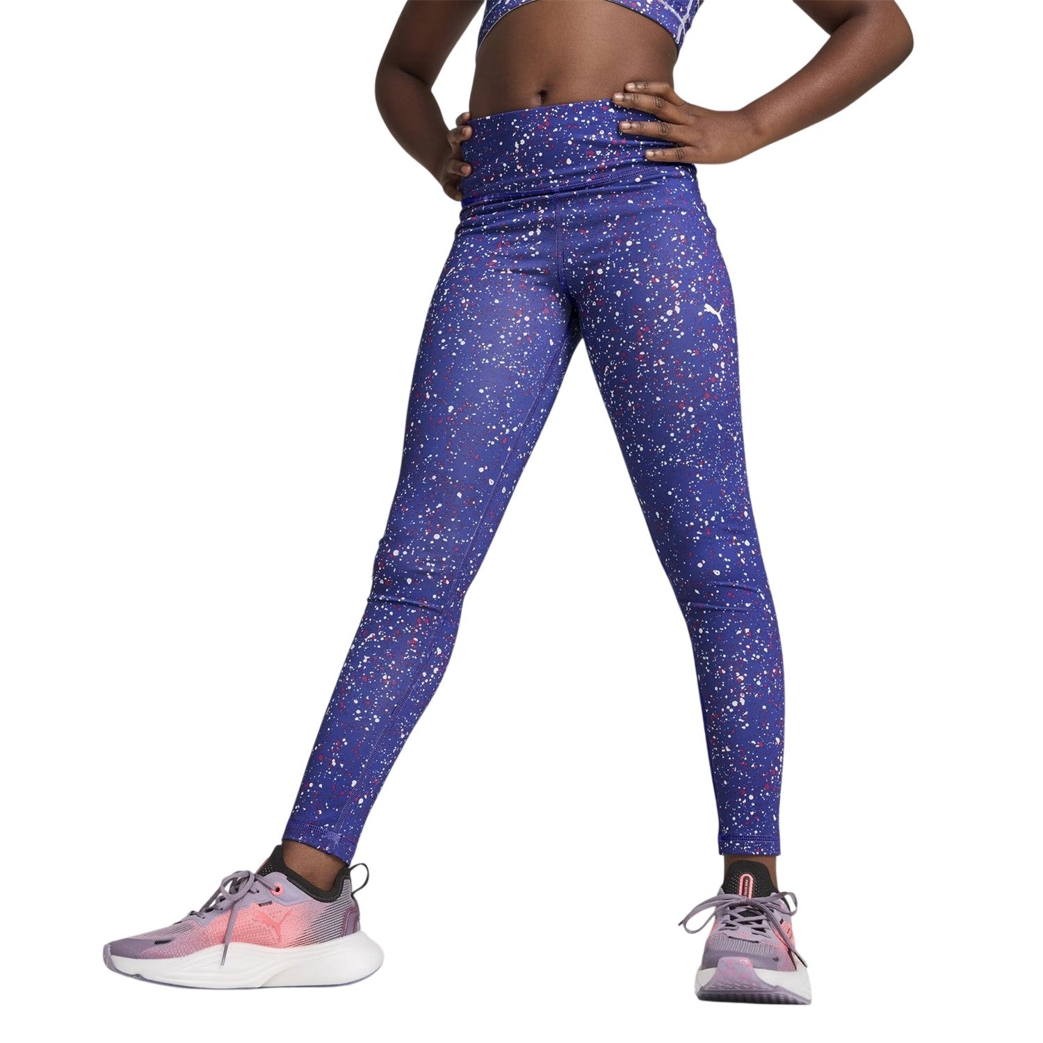 Lapis Blue - Side - Puma Childrens-Kids Splatter Fitted Sport Leggings