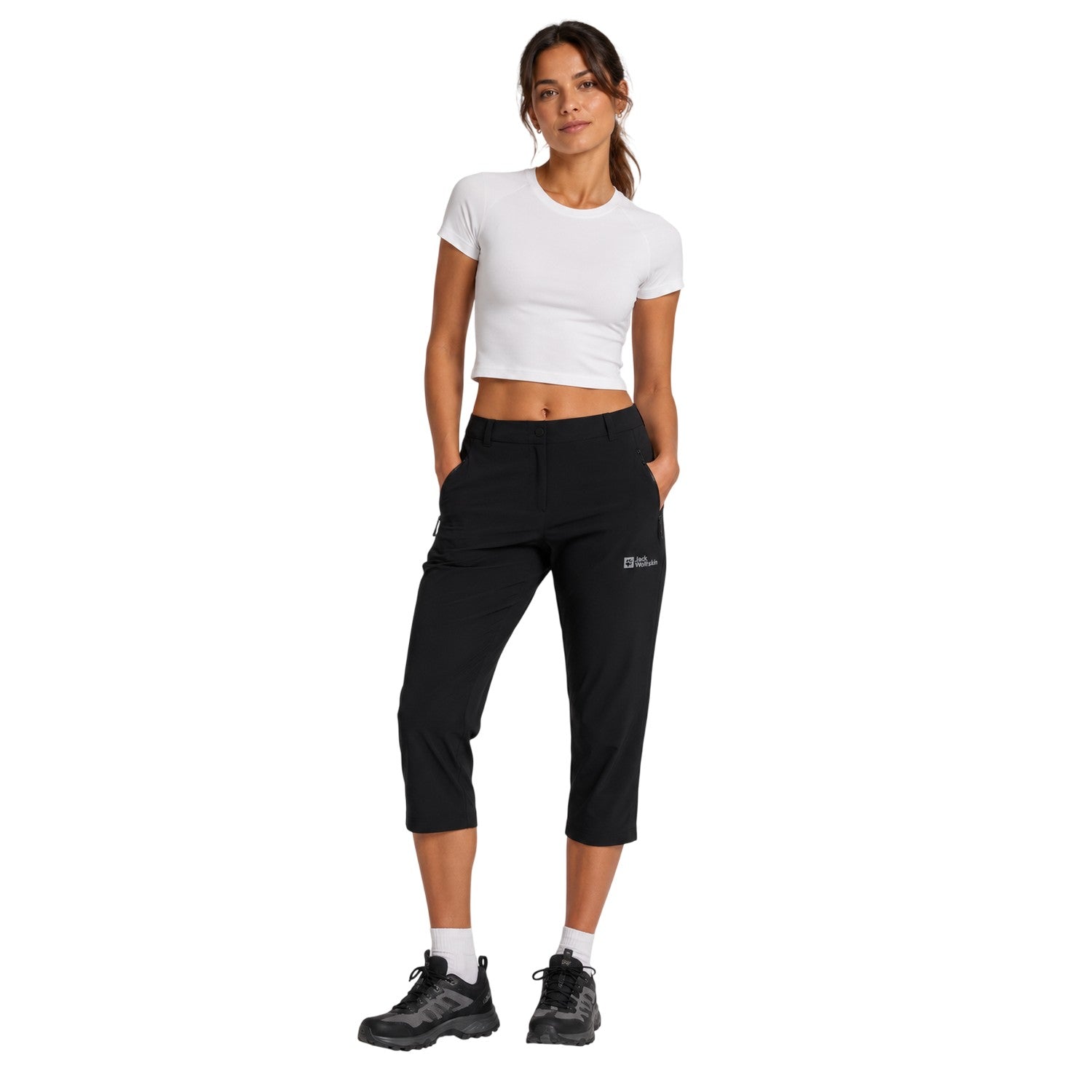 Black - Back - Jack Wolfskin Womens-Ladies Hikeout Trousers