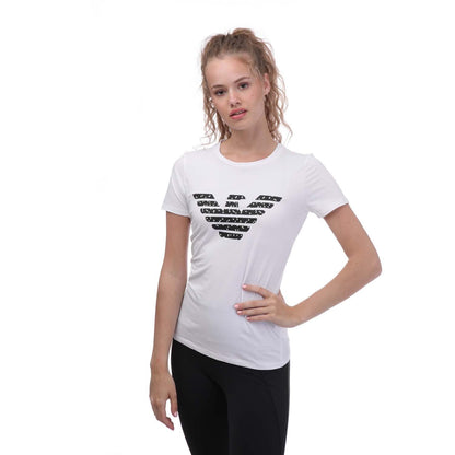 White - Front - Emporio Armani Womens-Ladies Big Logo T-Shirt