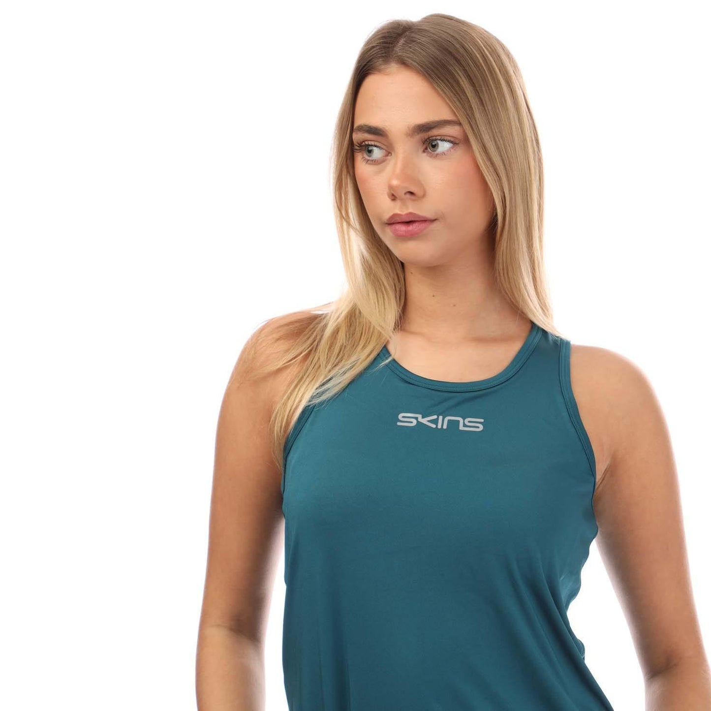 Teal - Side - Skins Womens-Ladies Series-3 Bra Tank Top