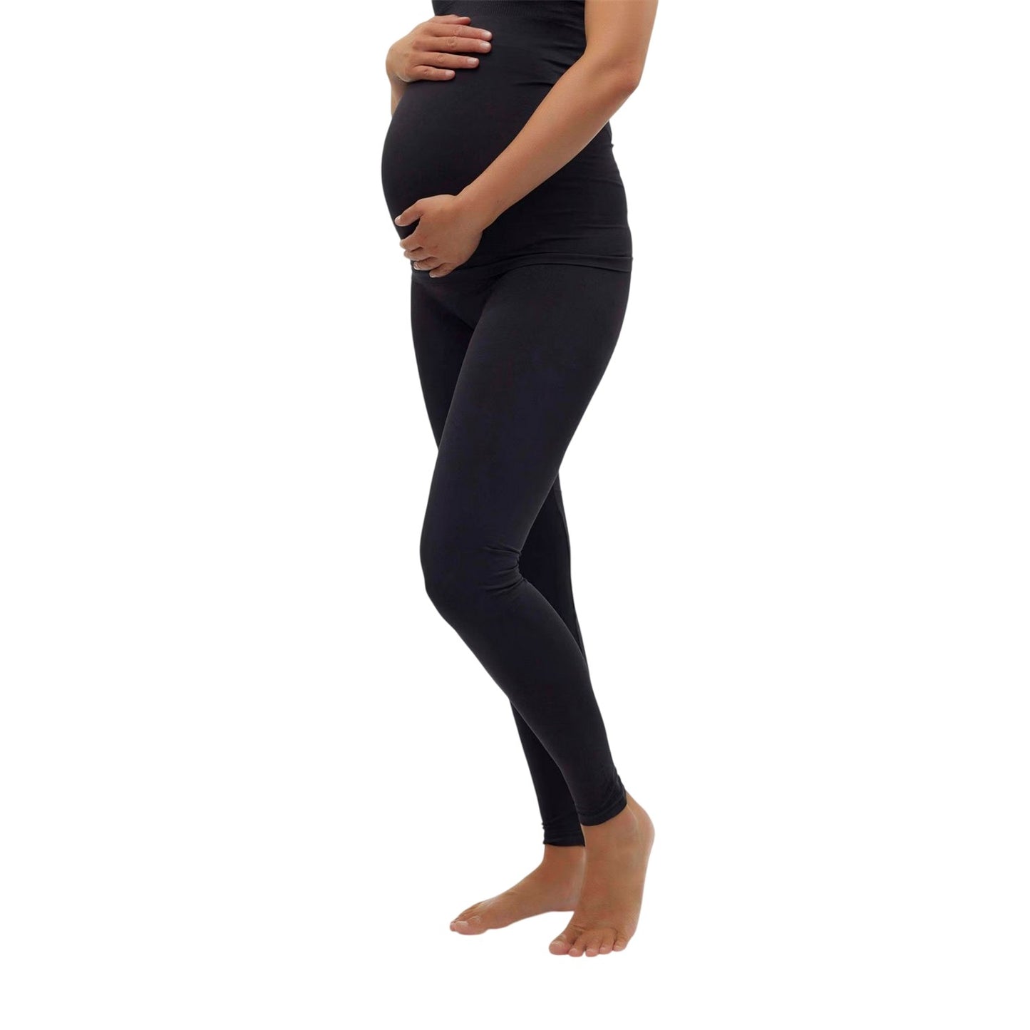 Black - Side - Mamalicious Womens-Ladies Jeanne Maternity Leggings
