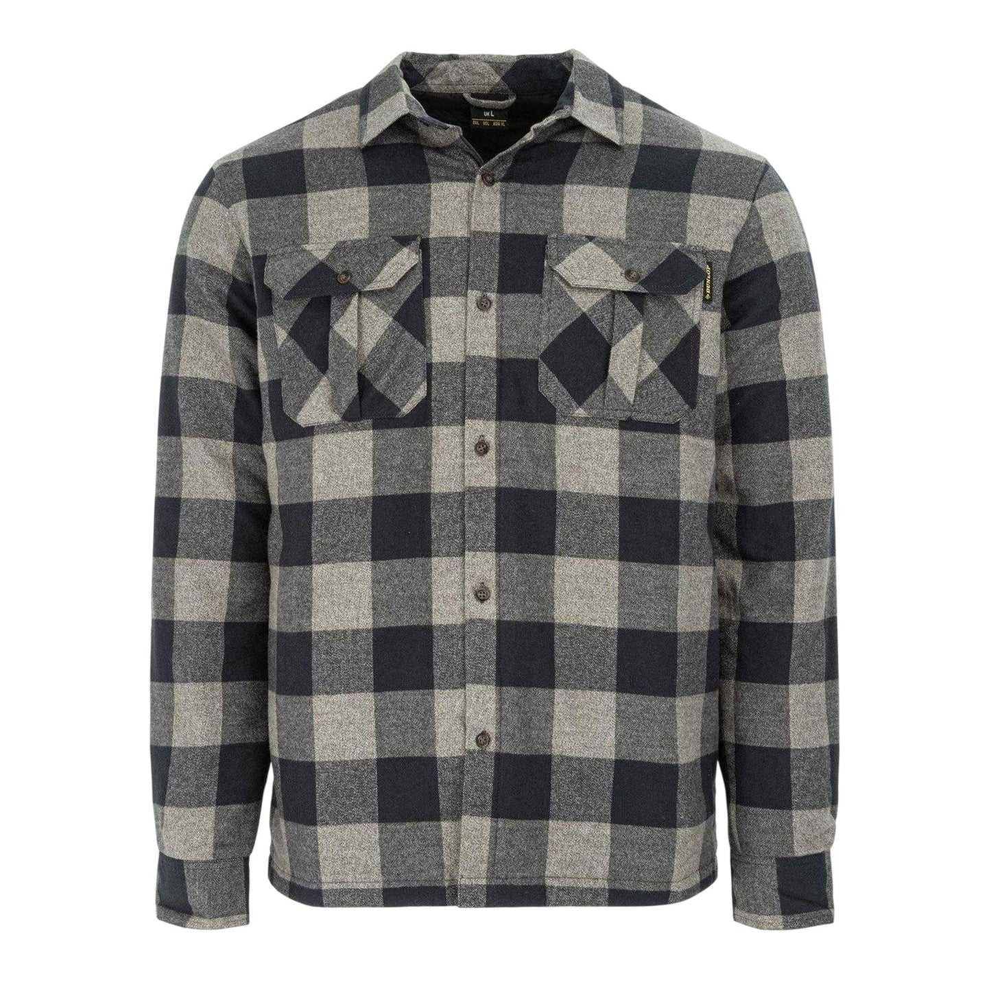 Grey-Black - Front - Dunlop Mens Lumber Buffalo Check Flannel Shirt