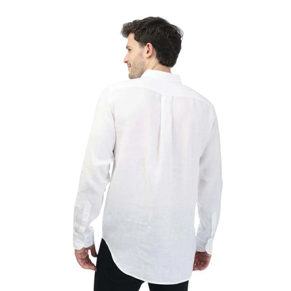 White - Back - Gant Mens Linen Regular Long-Sleeved Shirt