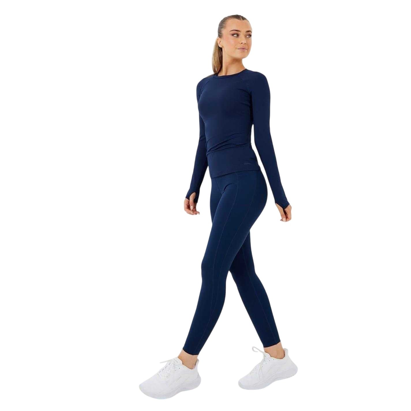 Navy - Side - USA Pro Womens-Ladies Core High Rise Leggings