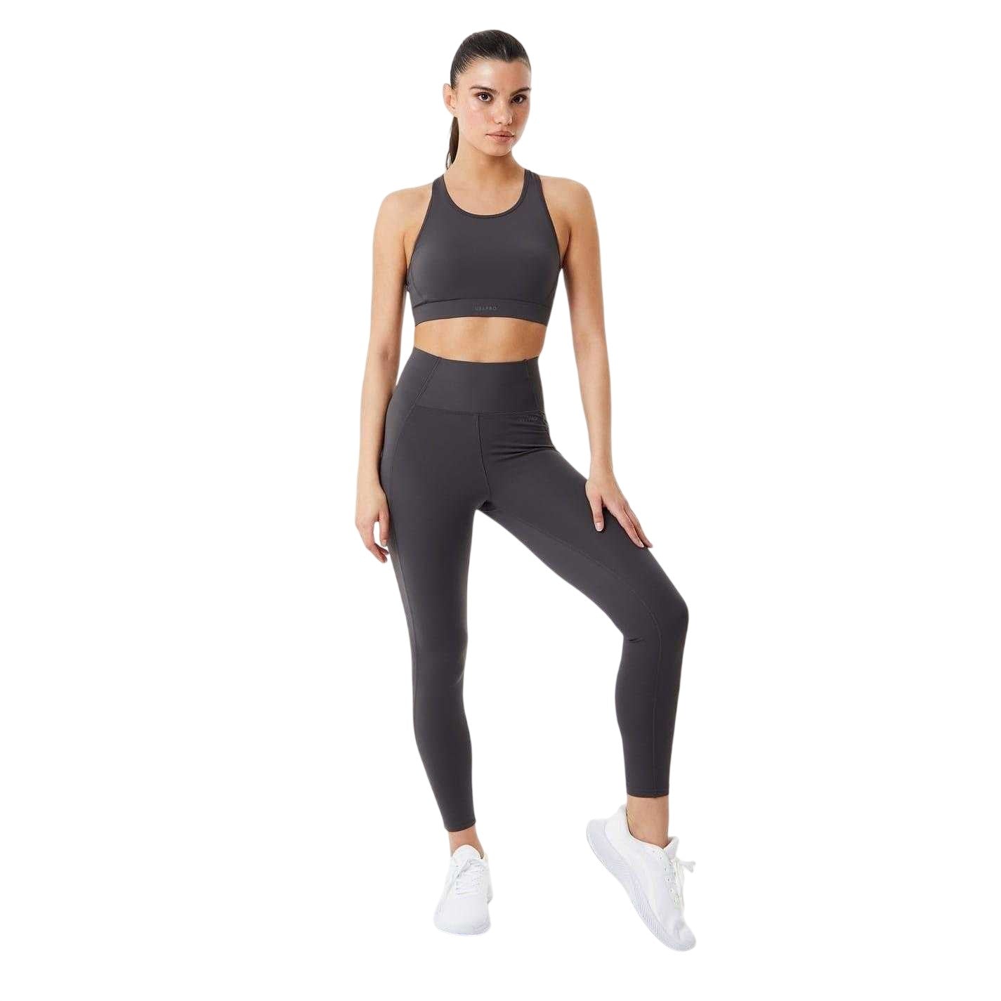 Charcoal - Side - USA Pro Womens-Ladies Core High Rise Leggings
