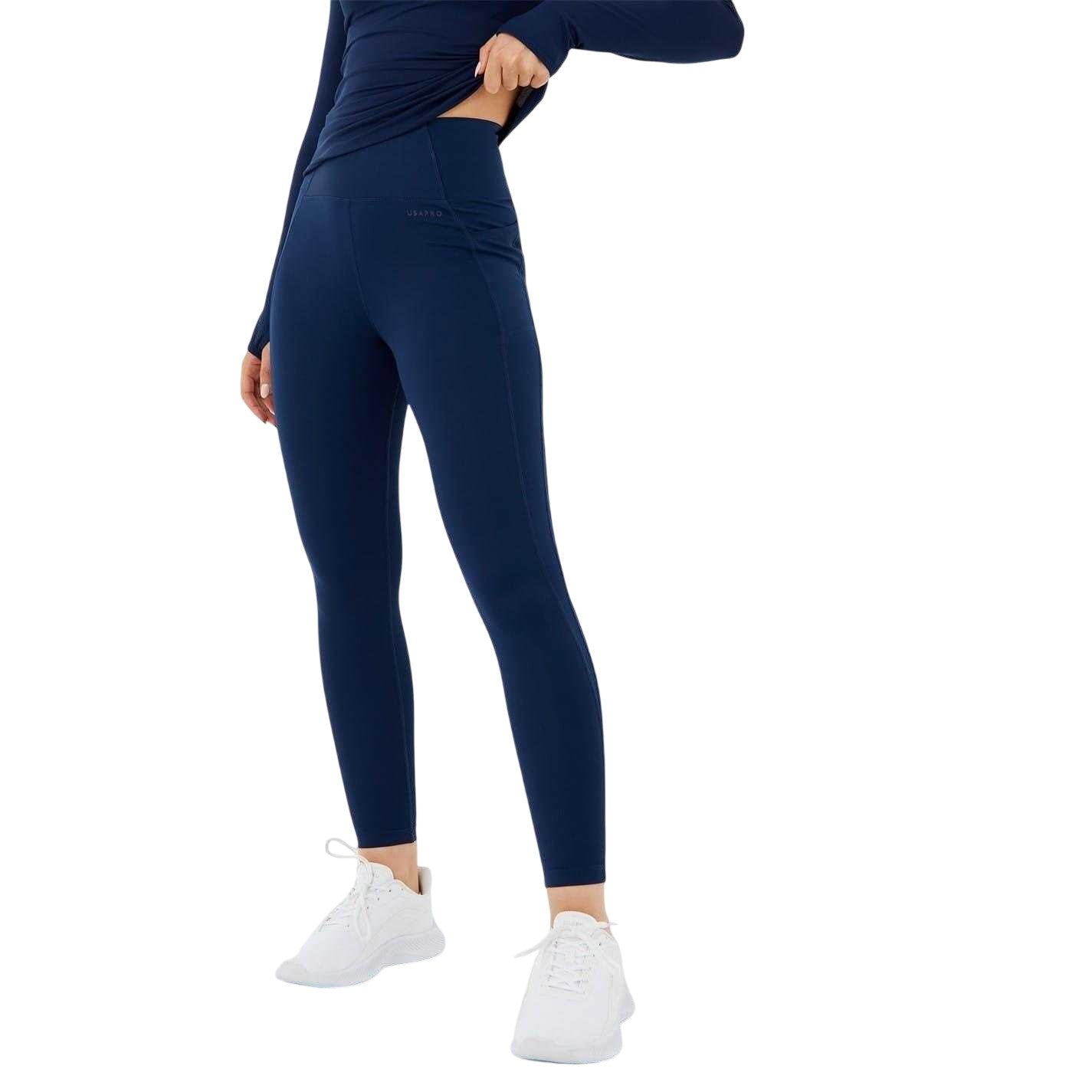 Navy - Front - USA Pro Womens-Ladies Core High Rise Leggings