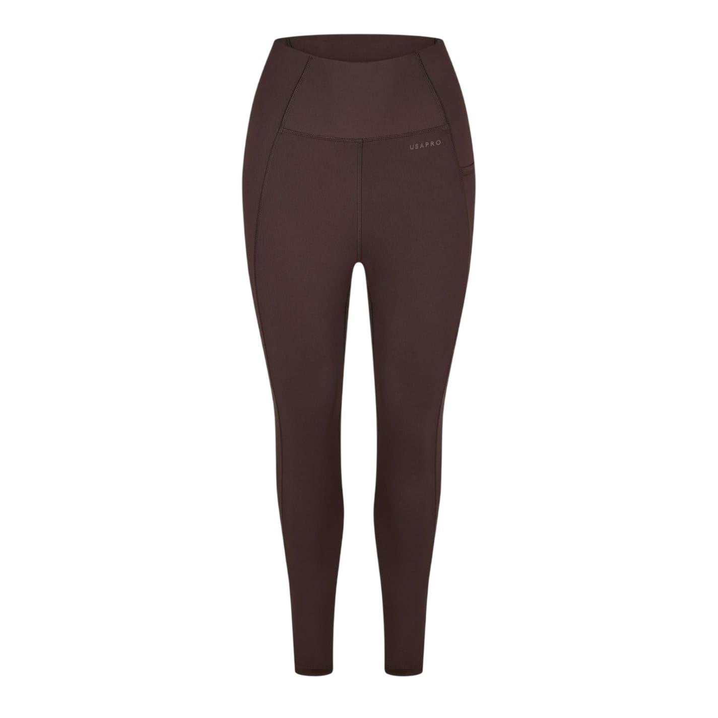 Espresso - Front - USA Pro Womens-Ladies Core High Rise Leggings