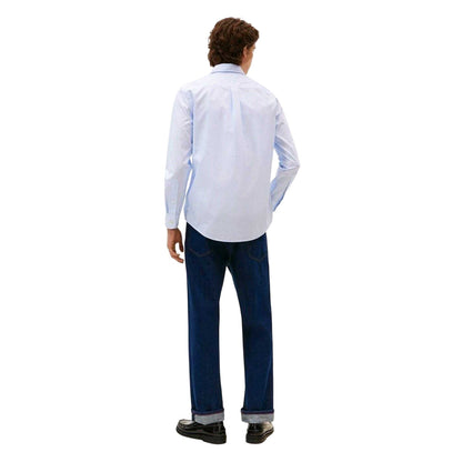 Sweet Blue - Back - Tommy Hilfiger Mens Logo Poplin Long-Sleeved Shirt