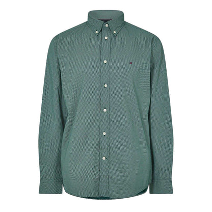 Green - Front - Tommy Hilfiger Mens Logo Poplin Long-Sleeved Shirt