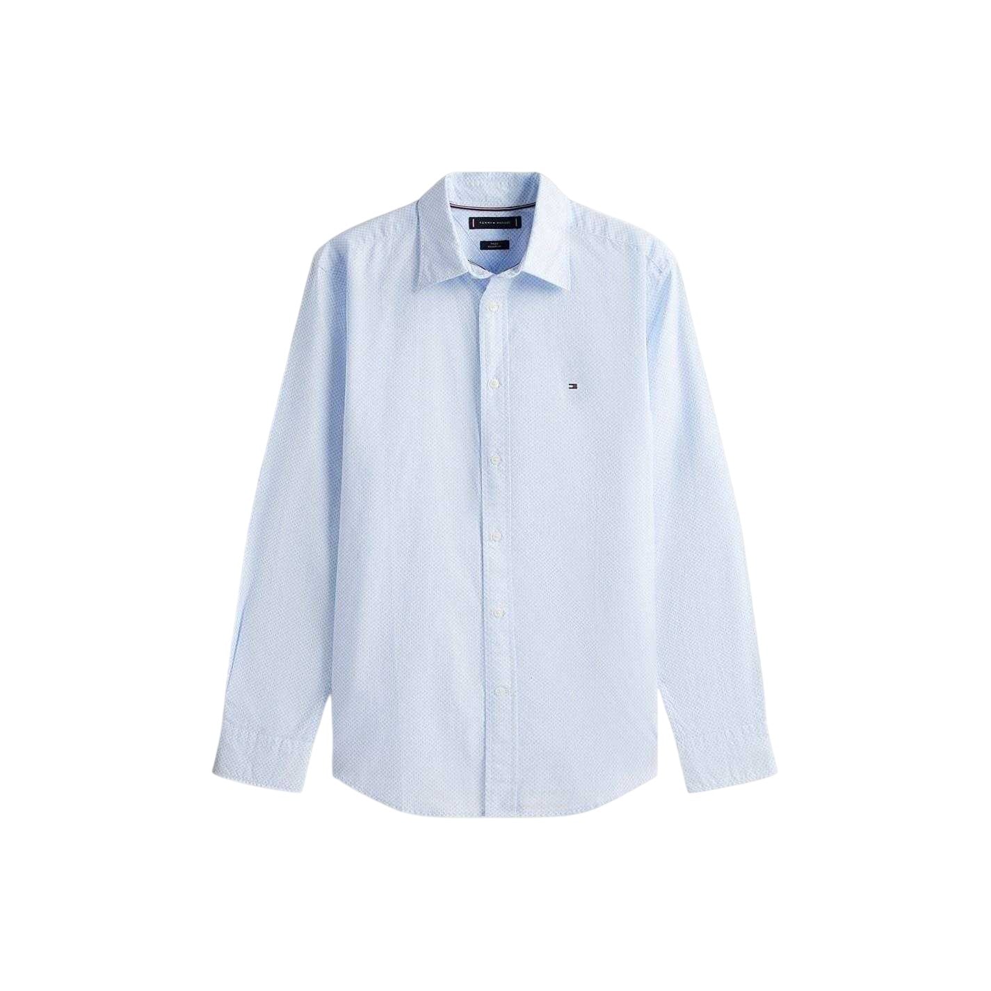 Sweet Blue - Front - Tommy Hilfiger Mens Logo Poplin Long-Sleeved Shirt