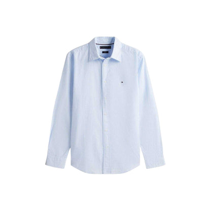 Sweet Blue - Front - Tommy Hilfiger Mens Logo Poplin Long-Sleeved Shirt