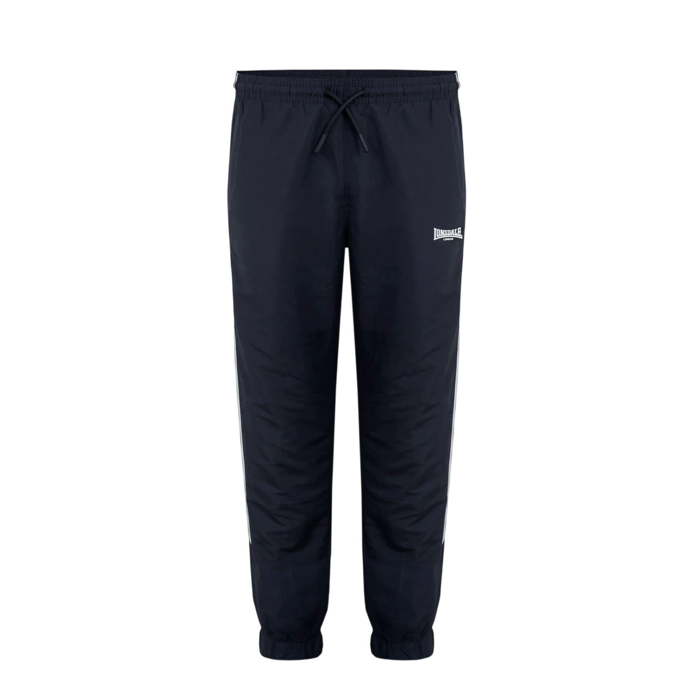 Black - Front - Lonsdale Mens Stripe Tracksuit Bottoms