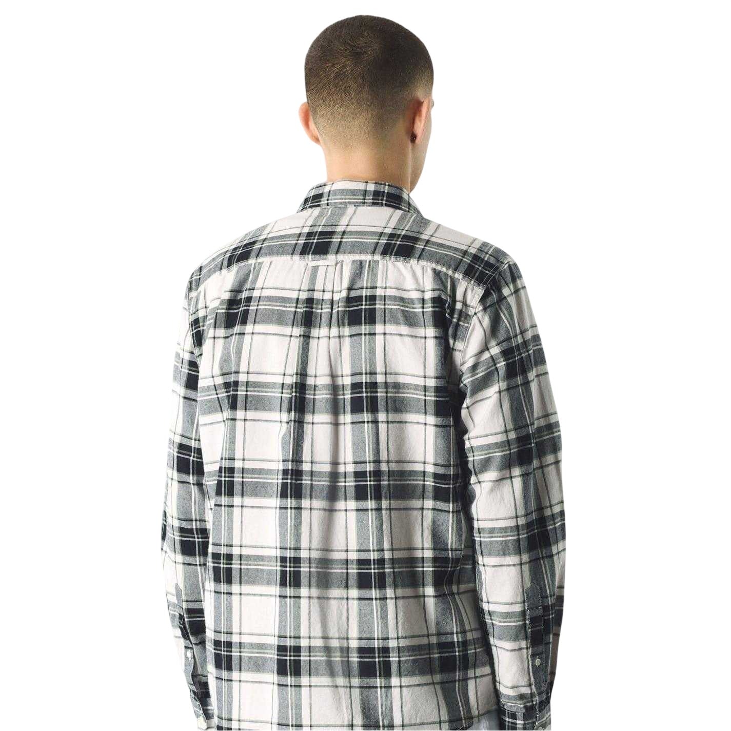Stone - Back - Pretty Green Mens Woolwich Checkered Shirt