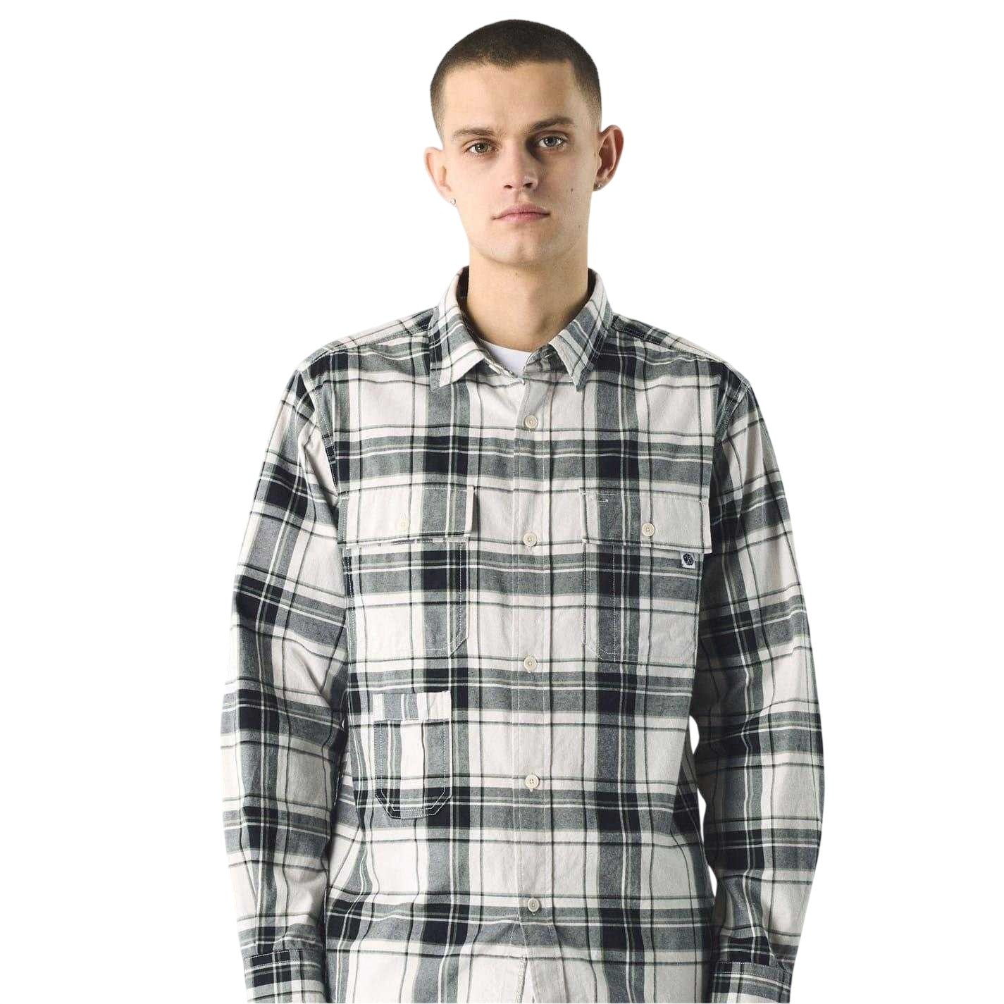 Stone - Side - Pretty Green Mens Woolwich Checkered Shirt