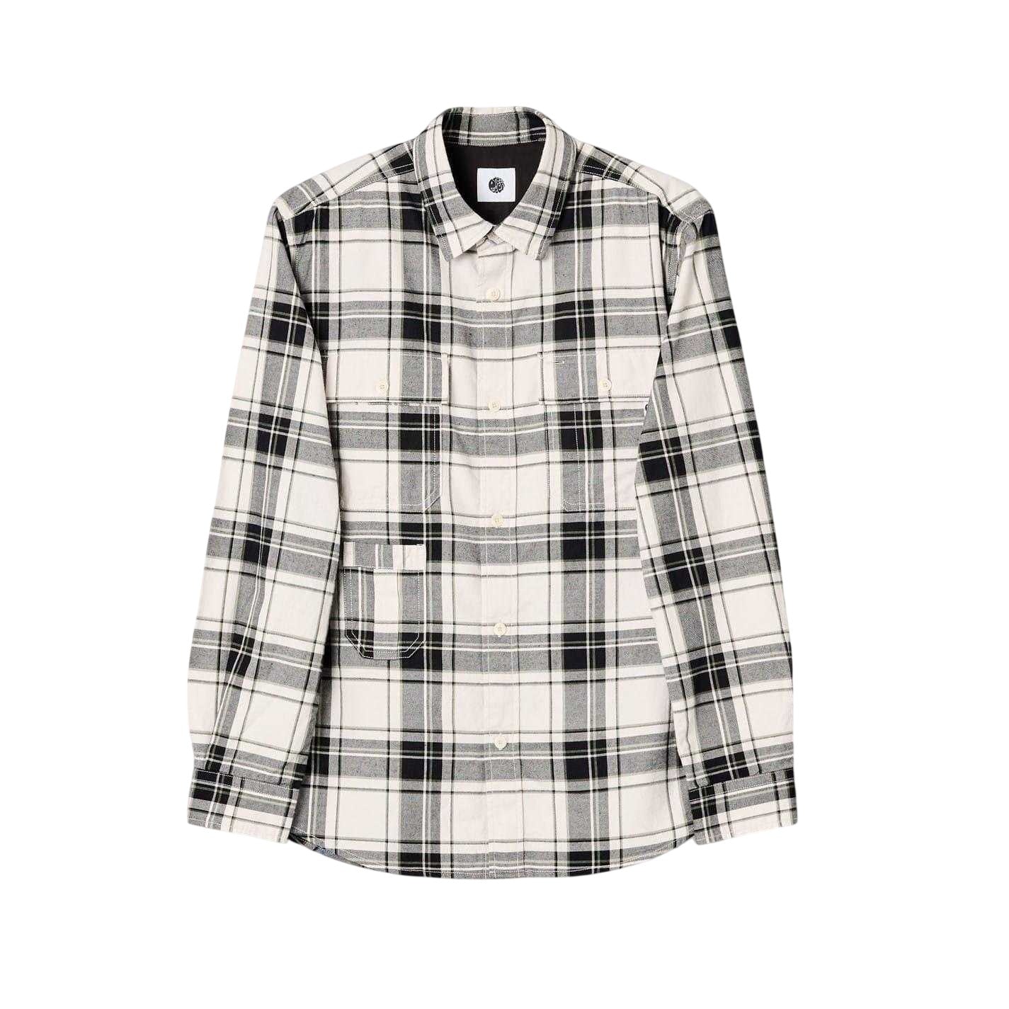 Stone - Front - Pretty Green Mens Woolwich Checkered Shirt
