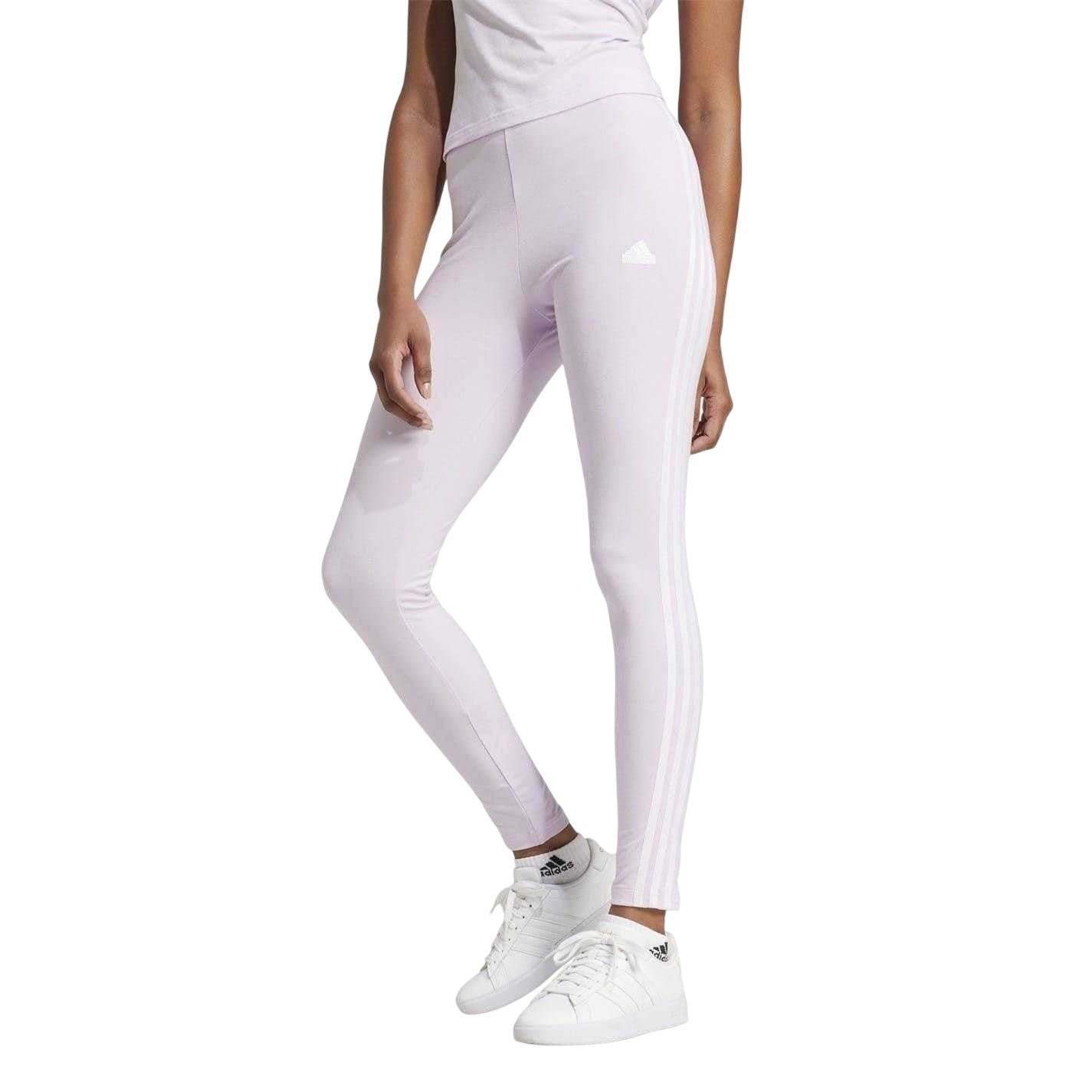 Lavender - Side - Adidas Womens-Ladies Future Icons 3 Stripes Tight Leggings