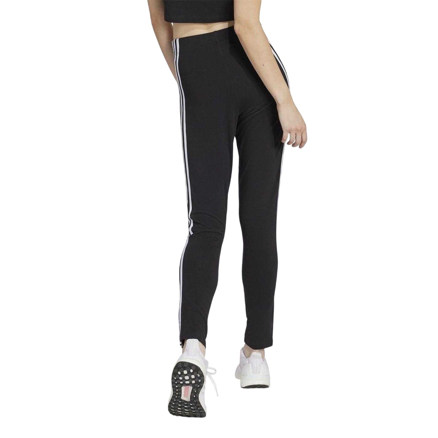 Black - Back - Adidas Womens-Ladies Future Icons 3 Stripes Tight Leggings