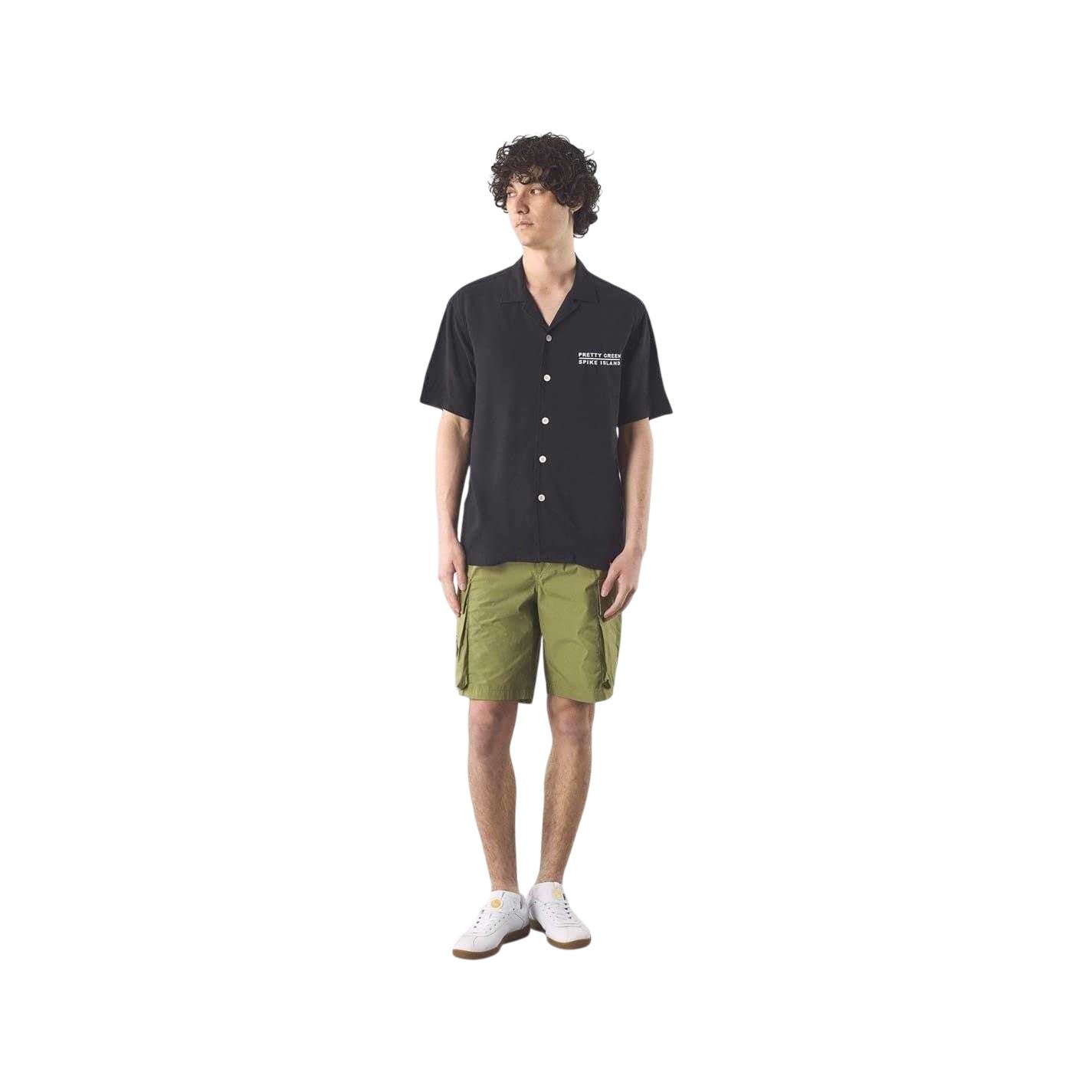 Black - Side - Pretty Green Mens Spike Island Short-Sleeved Shirt