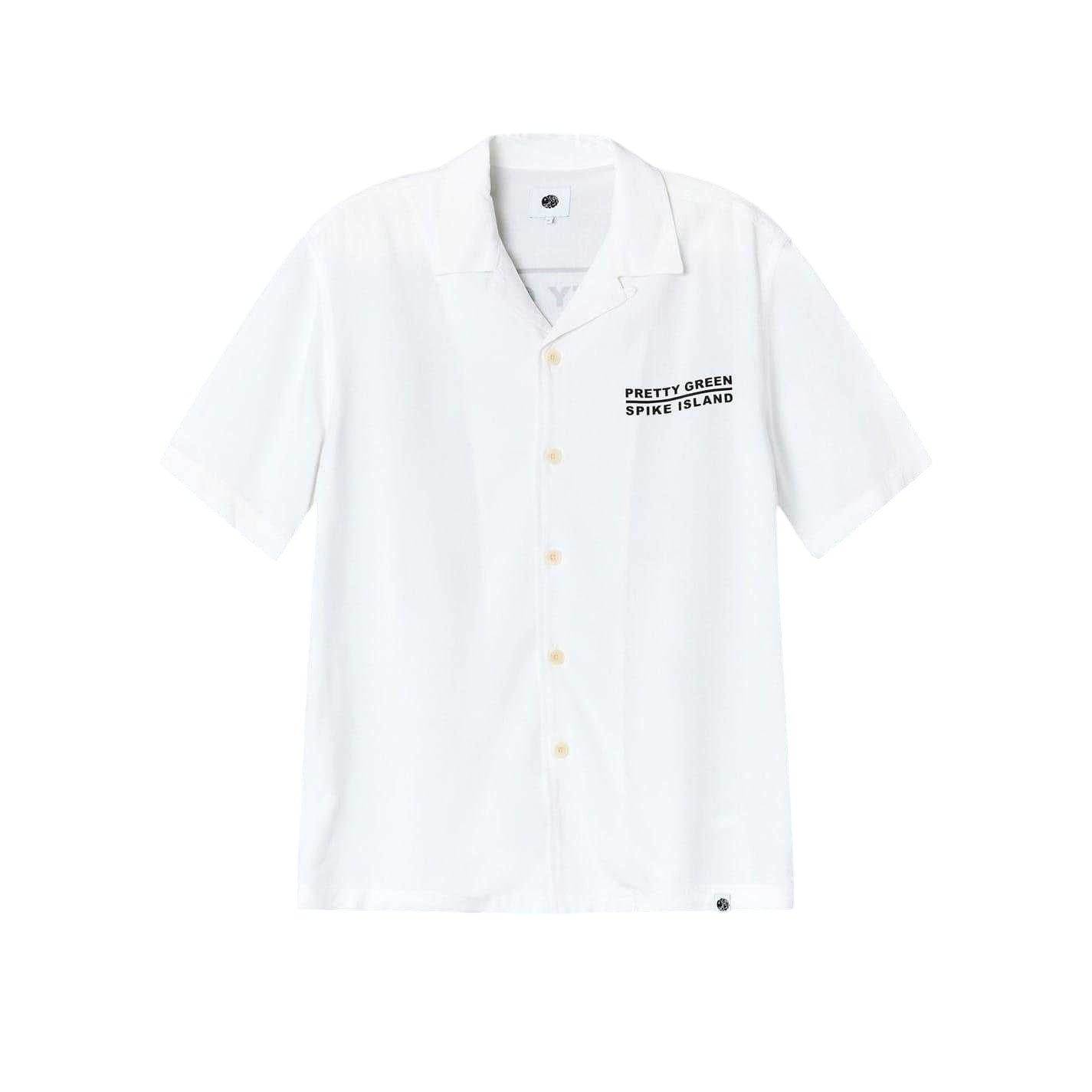 White - Front - Pretty Green Mens Spike Island Short-Sleeved Shirt