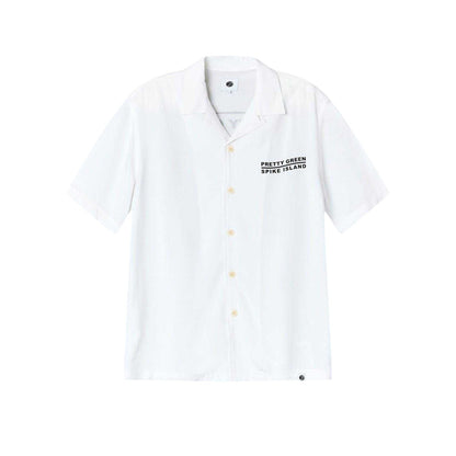White - Front - Pretty Green Mens Spike Island Short-Sleeved Shirt