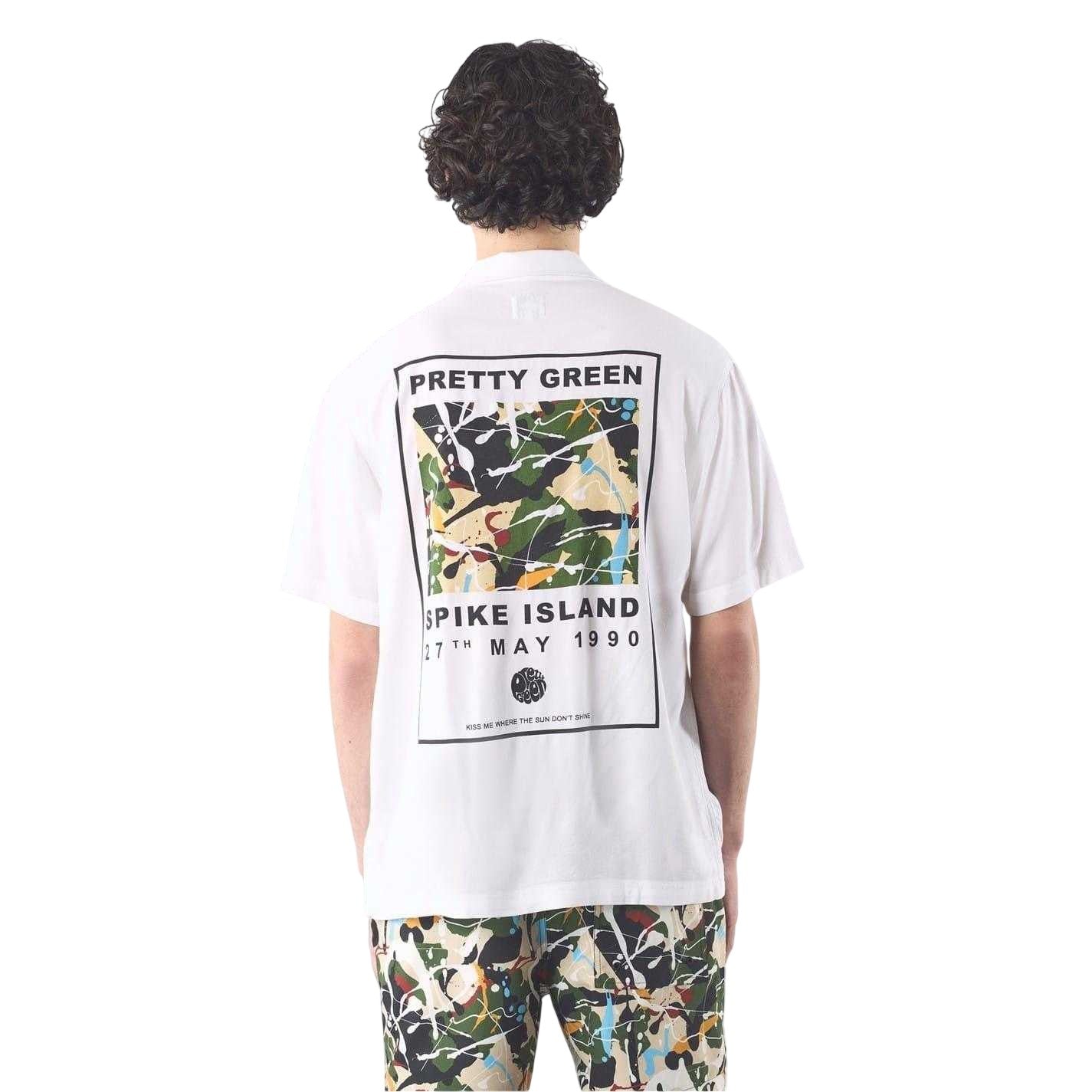 White - Back - Pretty Green Mens Spike Island Short-Sleeved Shirt