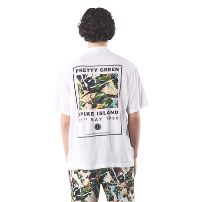 White - Back - Pretty Green Mens Spike Island Short-Sleeved Shirt