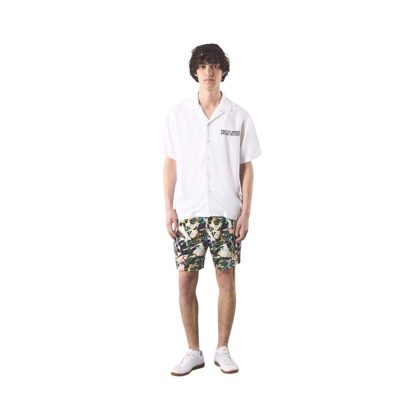 White - Side - Pretty Green Mens Spike Island Short-Sleeved Shirt