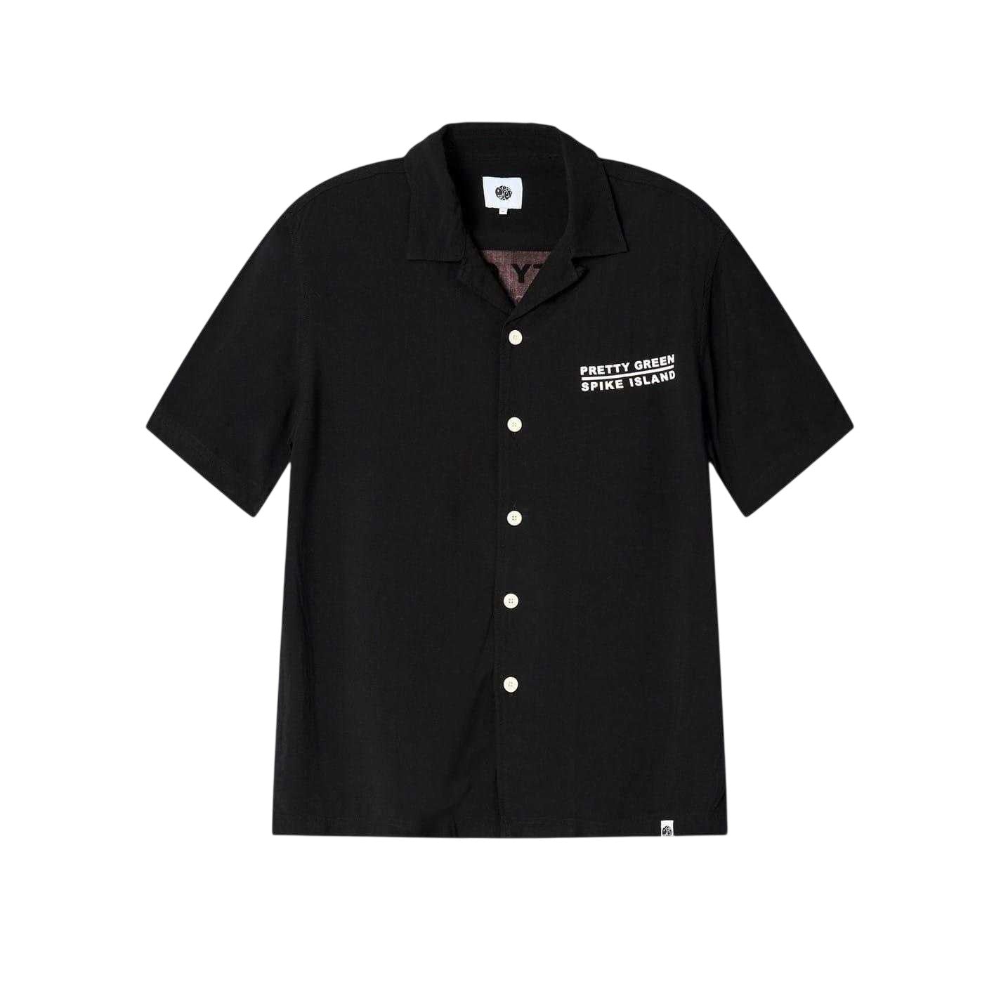 Black - Front - Pretty Green Mens Spike Island Short-Sleeved Shirt